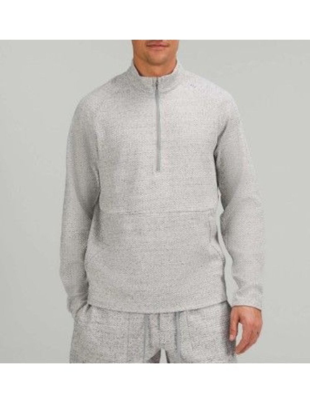 Lululemon At Ease Half-Zip in Heathered Melody Light Grey / Black Size X-Large